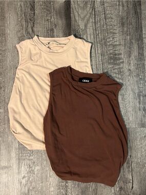 Cider Ribbed 2pk Tank Tops - Coffee & Beige
